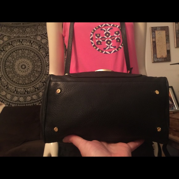 Tory Burch Black Leather Amanda Square Satchel Bag - Picture 5 of 8
